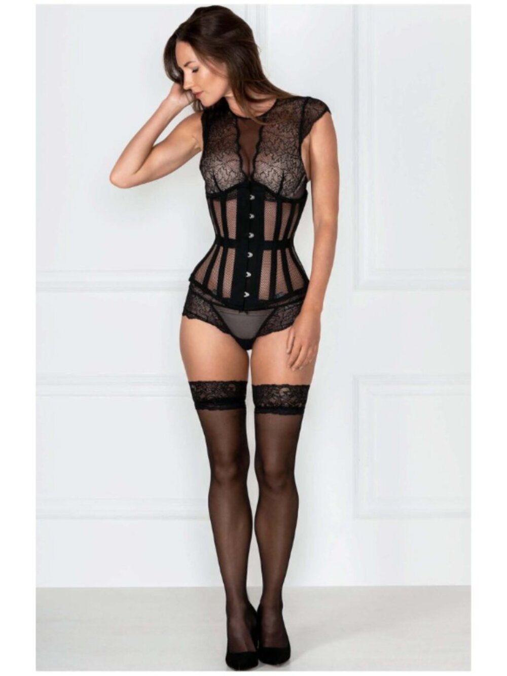 Mesh Underbust Longline Corset EU Steel Boned Waist Trainer 24" (US 6) NWT